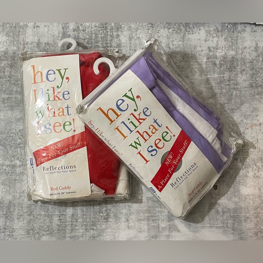 Reflections Bed Caddies in Red & Lavender. Fits Twin Size Mattresses. Clean. $6.